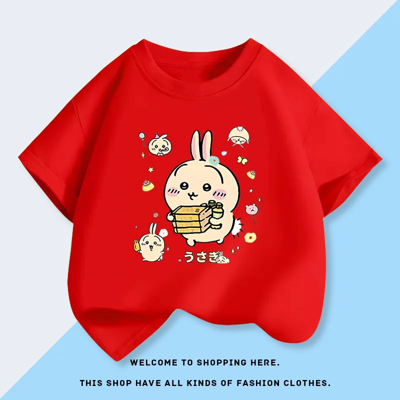 Chiikawa Weiches Niedliches Anime-Charakter T-Shirt, Unisex Locker Sitzendes Lässiges Sommer-Kurzarm-O-Neck Harajuku Streetwear Alltags-Oberteil – Detail 4