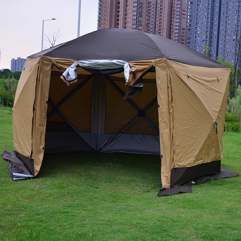 Outdoor Hexagonal Tent Gazebo Wedding Camping Beach Sun Shelter Canopy for Outdoor Camping 12 Person Instant Camping Tent