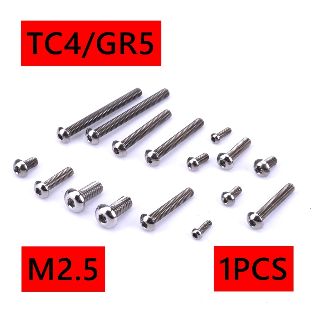 1pcs Bolts Hexagon Socket Button Head Screws M2.5 Motorcycle TC4/GR5 High Strength Light Weight Toys Model Bicycle Fasteners