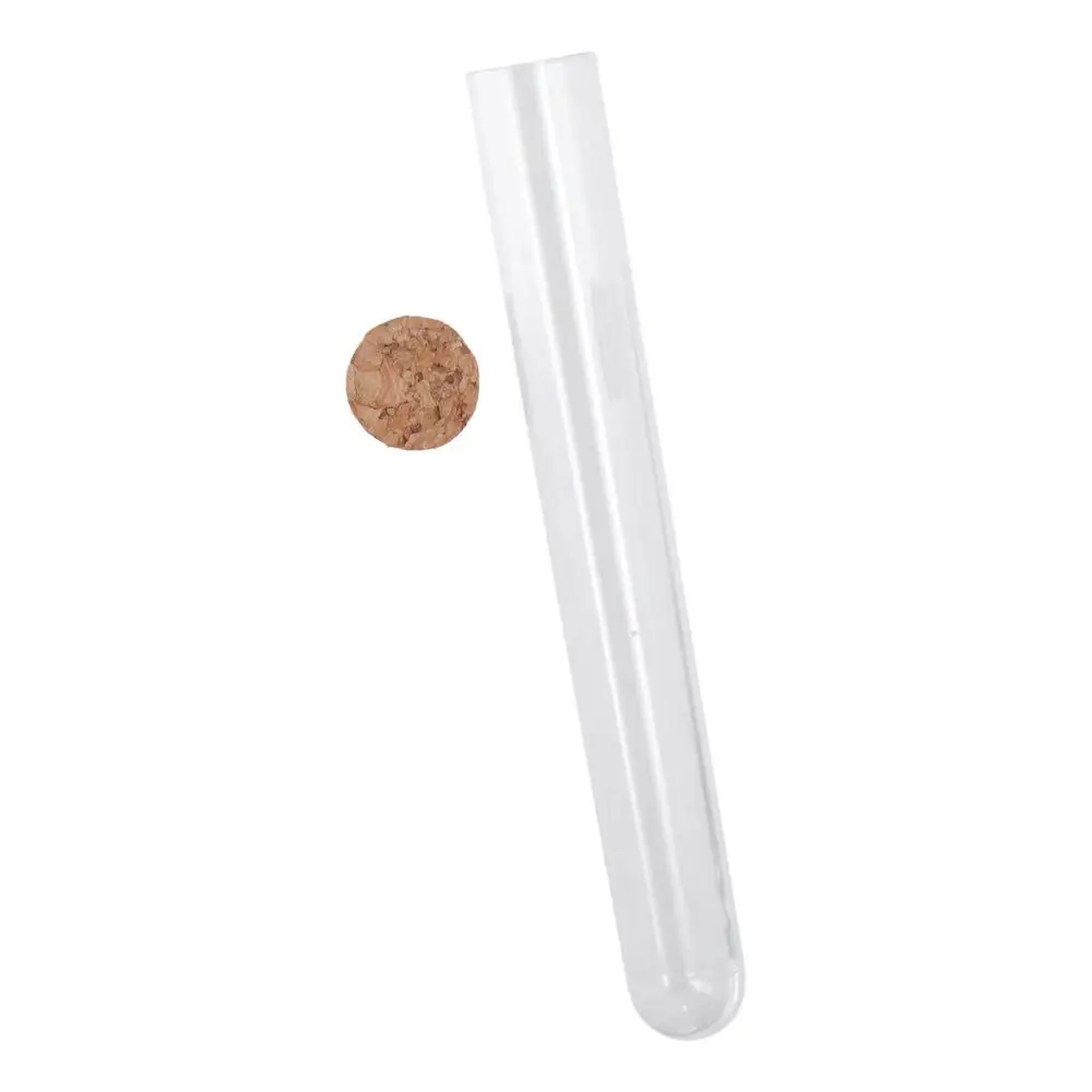 10pcs Wide Application with Cork Stoppers Plastic Test Tubes Storage Container Round Base for Scientific Experiments