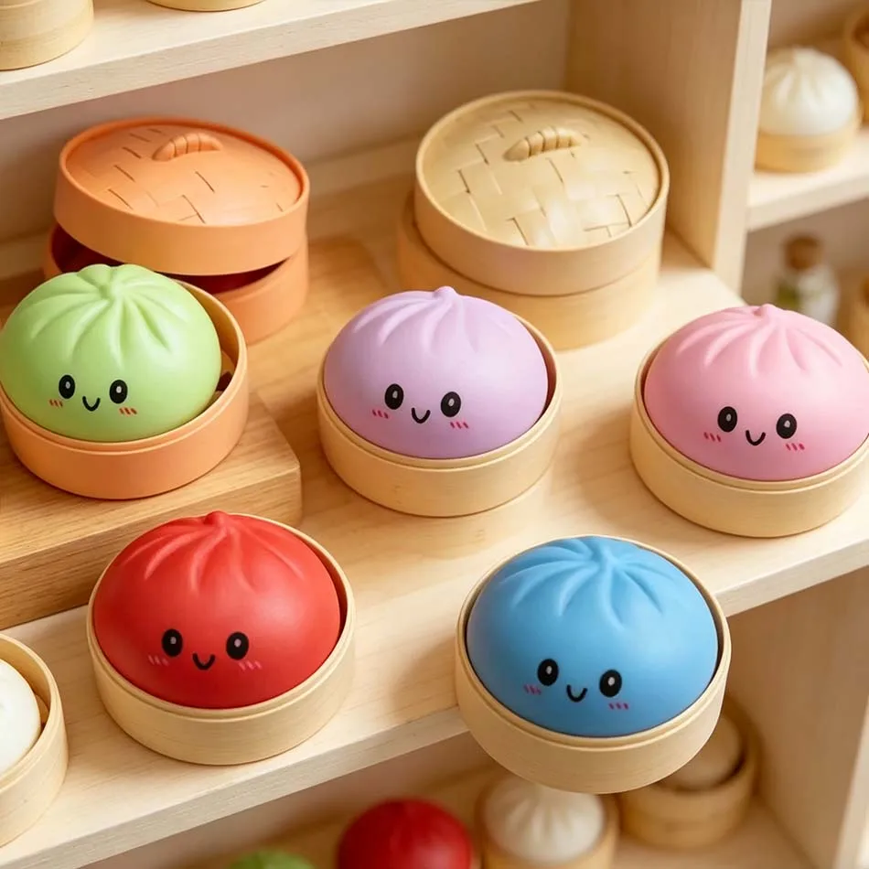 Heiß begehrte übergroße Regenbogen-Dumpling-Squishies: Weiche, langsam rückfedernde sensorische Quetschspielzeuge zur Linderung von Angstzuständen, Fidget-Stressbälle für ADHS und Autismus