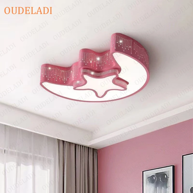 OUDELADI الإبداعية نجمة نصف القمر led ضوء السقف 24 واط 85-265 فولت الاطفال غرفة الطفل أضواء مصابيح السقف غرفة نوم أضواء الديكور