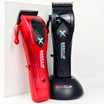 BRDCLIP X1C Professional Hair Clipper ไฟฟ้ามอเตอร์แม่เหล็ก 9000RPM มาตรฐาน DLC ใบมีดฐานชาร์จร้านตัดผม Trimmer