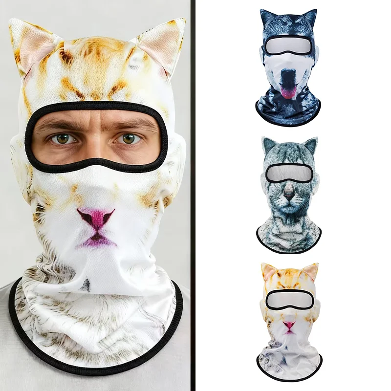

3D Animal Balaclava With Ear Windproof Mask Funny Breathable Outdoor Motorcycle Headgear Fishing Ski Christmas Carnival Party