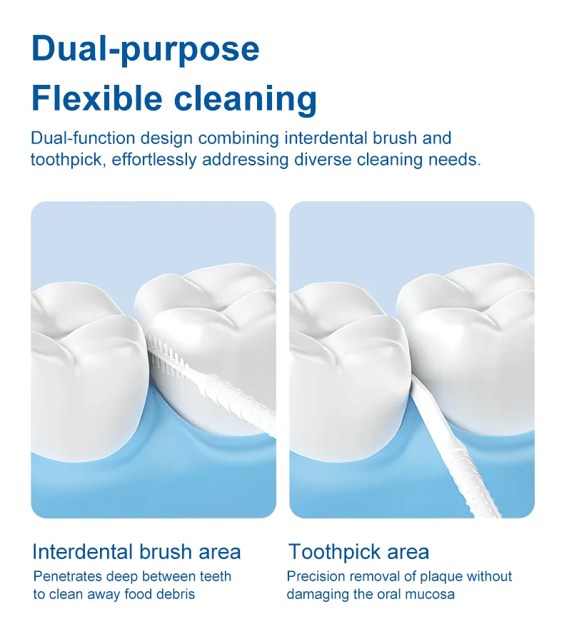 Super Dee 300 Stück/Set Doppelköpfige Zahnseide-Sticks Interdentalbürste Mundpflege Zahnhygiene Pflegestäbchen Einweg – Detail 3