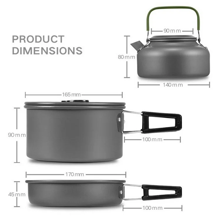 Imagem -03 - Portátil Outdoor Camping Panelas Chaleira Cup Pot Conjunto Louça Mess Kit para Pessoas