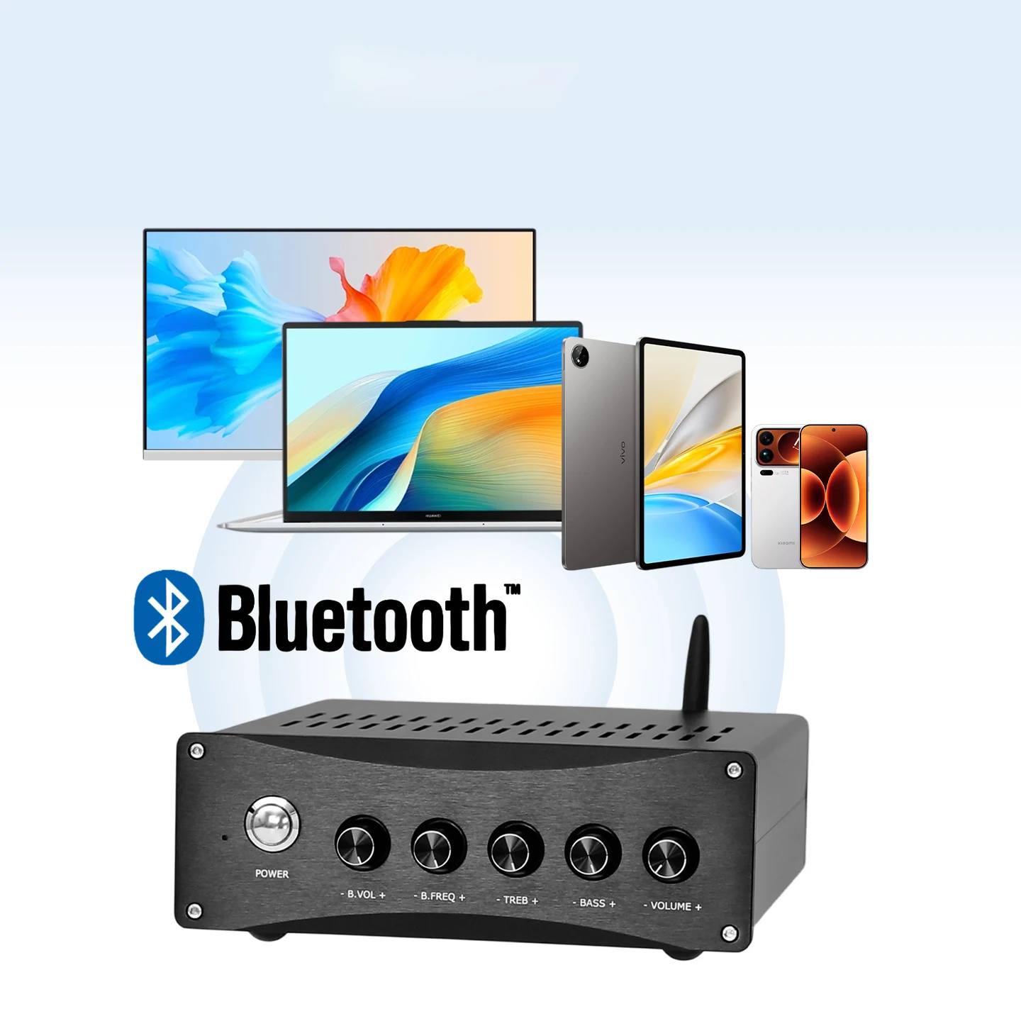 YJCO Leistungsverstärker 300Wx2+600W TPA3255 Bluetooth QCC3034 QCC3084 PCM5102 Decoder LLC Eingebautes LLC-Schaltnetzteil – Detail 2