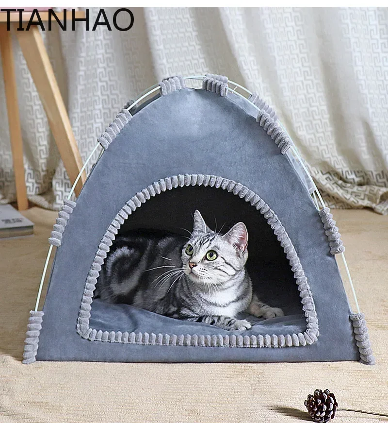 A  Foldable Cat House Pet Tent Four Seasons Universal  Dog Nest Summer Cool Mat