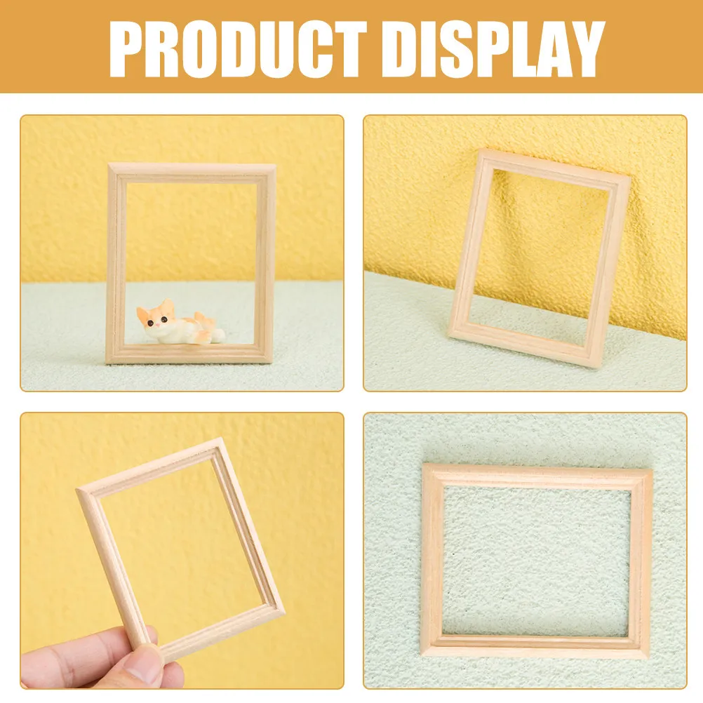 

6Pcs Handcrafted Mini Wooden Picture Frames Ideal for Mini House Interiors Dollhouse Accessories Micro Landscape Decor Wood