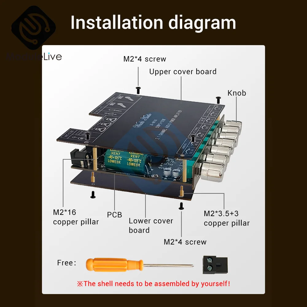 ZK-AM100 Blue-tooth Amplifier Board HiFi Stereo 2.1 TPA3116D2 2X50W+100W Audio Power Amplifier Module