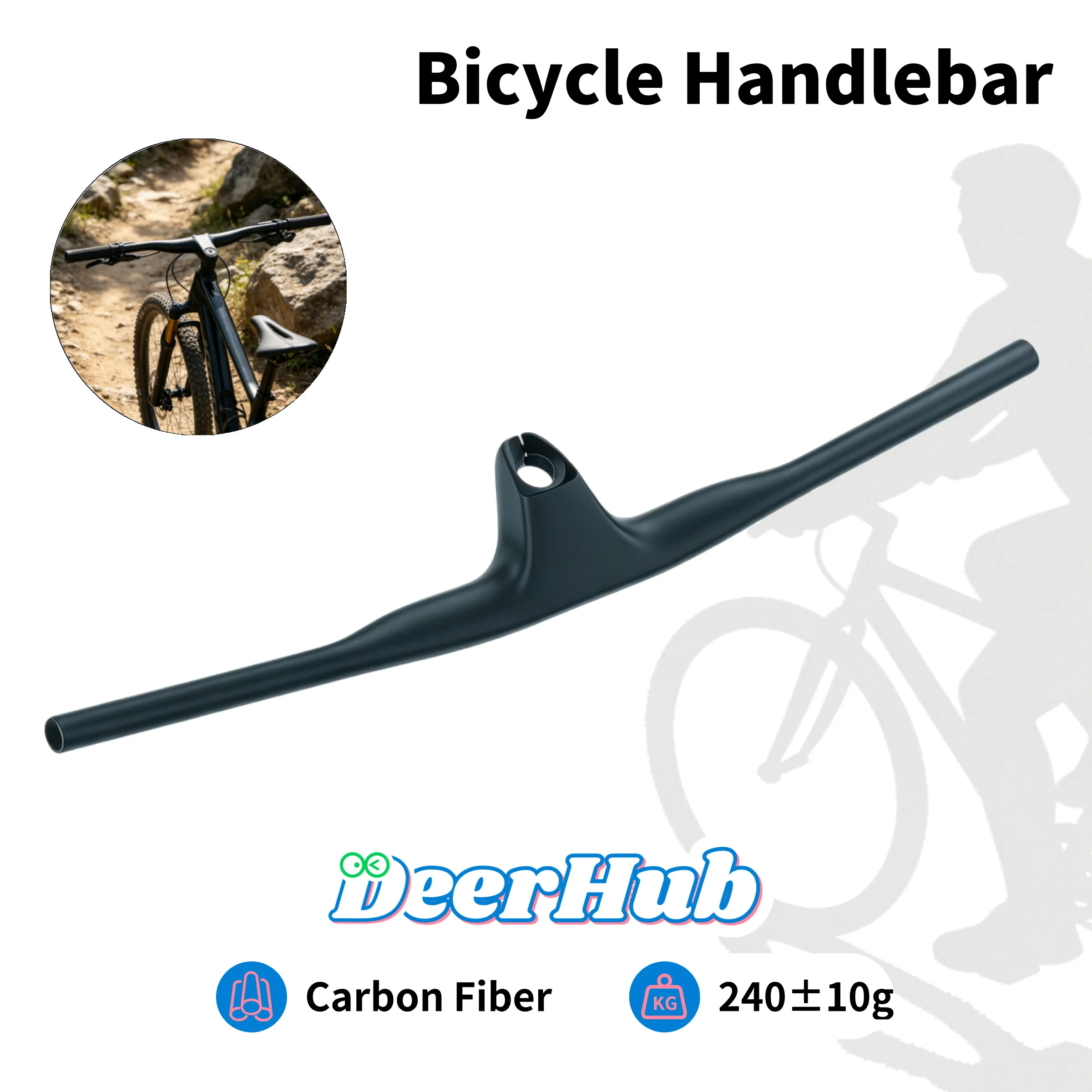 

DeerHub Carbon Fiber MTB Integrated Handlebar 240g Lightweight Hidden Internal Routing 720-780mm Multiple Sizes