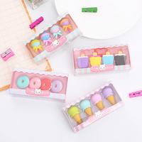 Soft Erasers Lollipop Erasers Cute Food Shape Cartoon Erasers Lollipop Ice Cream Doughnut Safe Kids Toy for Entertainment