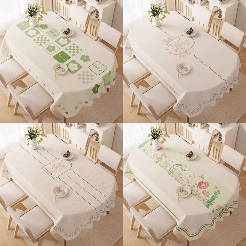 Oval dining tablecloth, washable waterproof oil-proof heat-resistant new luxury table cover for living room tea table