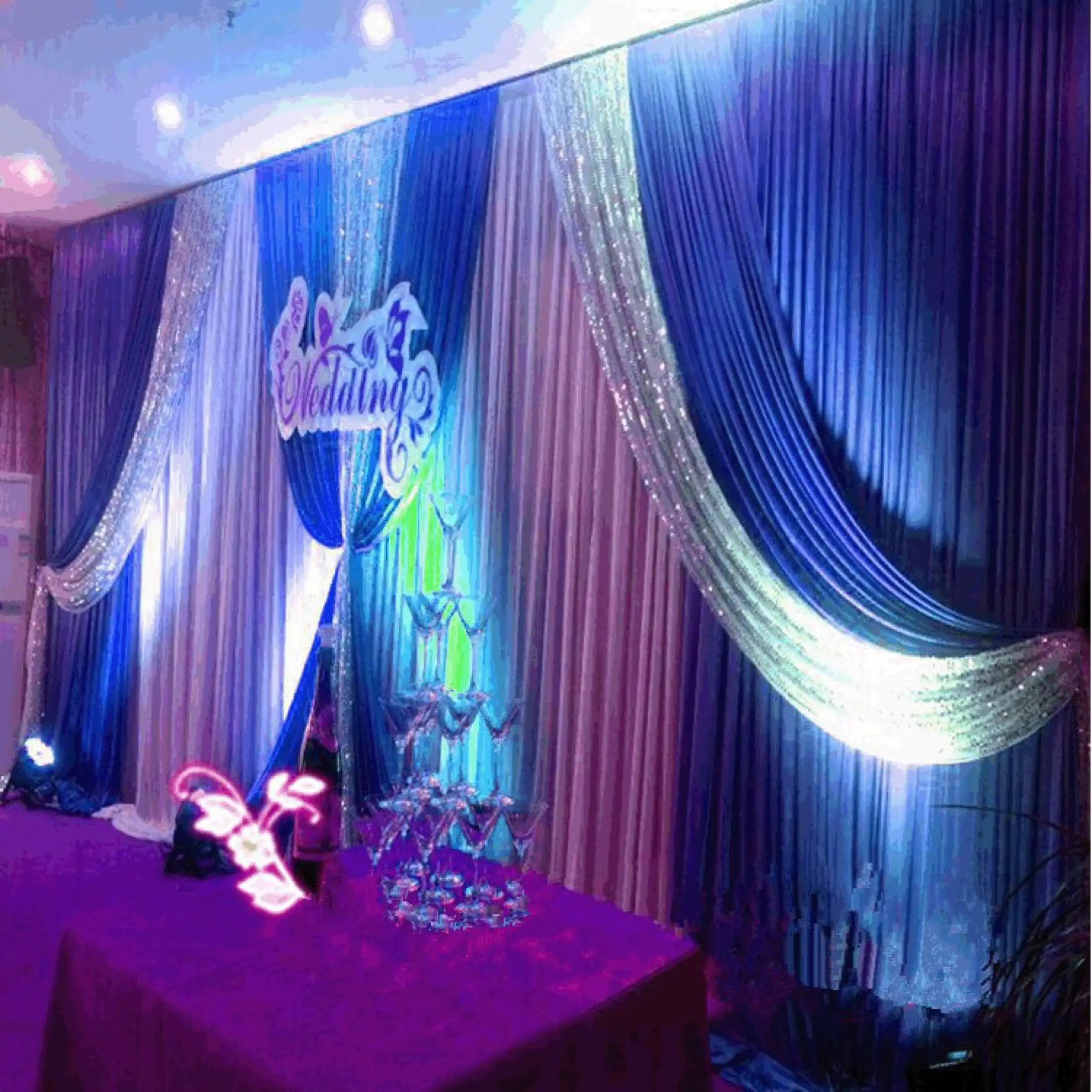 Purple Wedding with Sequins and Swags Drape Backdrops Curtain Party Decoration Wedding Party 3 *6m (20 m x 10ft (H)