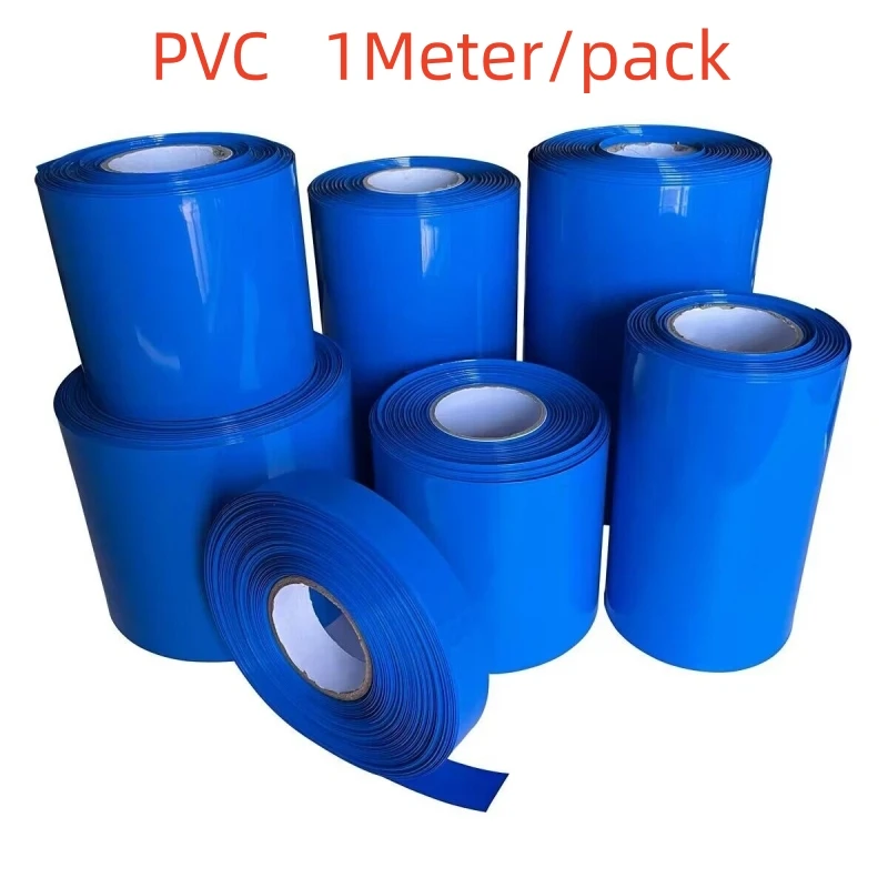 1 metr PVC 18650 akumulatory rękaw kablowy termokurczliwy wiele rozmiarów rurka termokurczliwa niebiesko-termokurczliwe rury termokurczliwe do produkcji