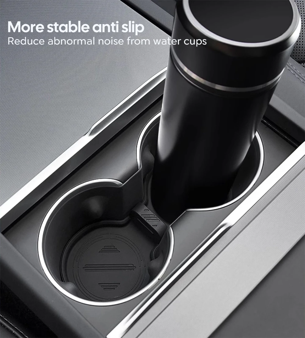 TESY Getränkehalter-Matte für Tesla Model YL Y Juniper Launch Model 3 Highland, rutschfeste, wasserdichte Untersetzer mit Schlitzen – Detail 4