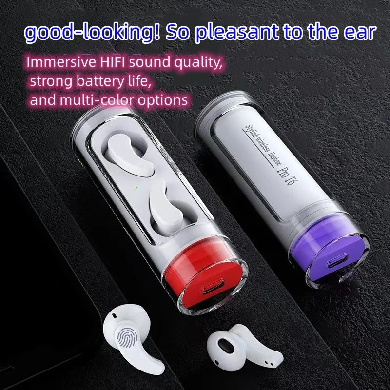 TWS 5.3 Rotating Spacecraft Transparent Headset Bluetooth Earphones ProT6 Wireless Earbuds Bilateral Stereo Headphones