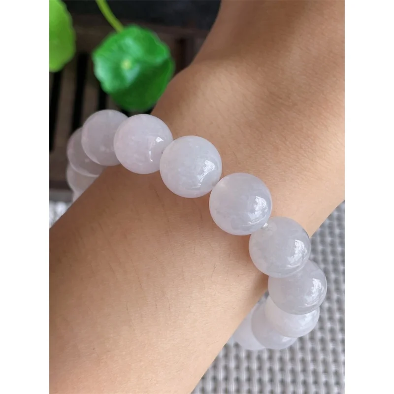 Myanmar Natural a Bracelet Bead Ice-like round Beads 15 Jade 56.34G