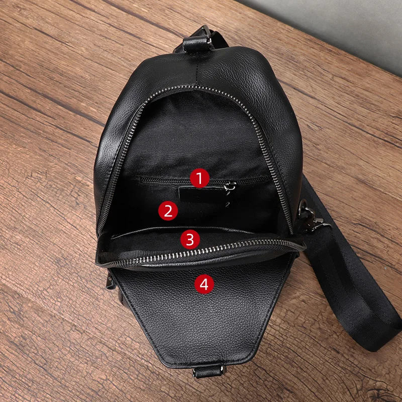 Men Anti Theft Chest Bag Shoulder Bags Cow Leather Crossbody Package School Short Trip Messengers Bags Men\'s Leather Sling Pack