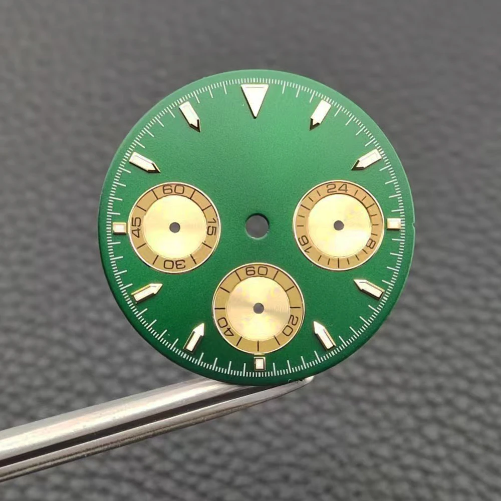29mm Watch Dial vk63 Dial Luminous Customizable Dial Fit vk63 Case Quartz Chronograph Watch Accessories Fit VK63 Movement