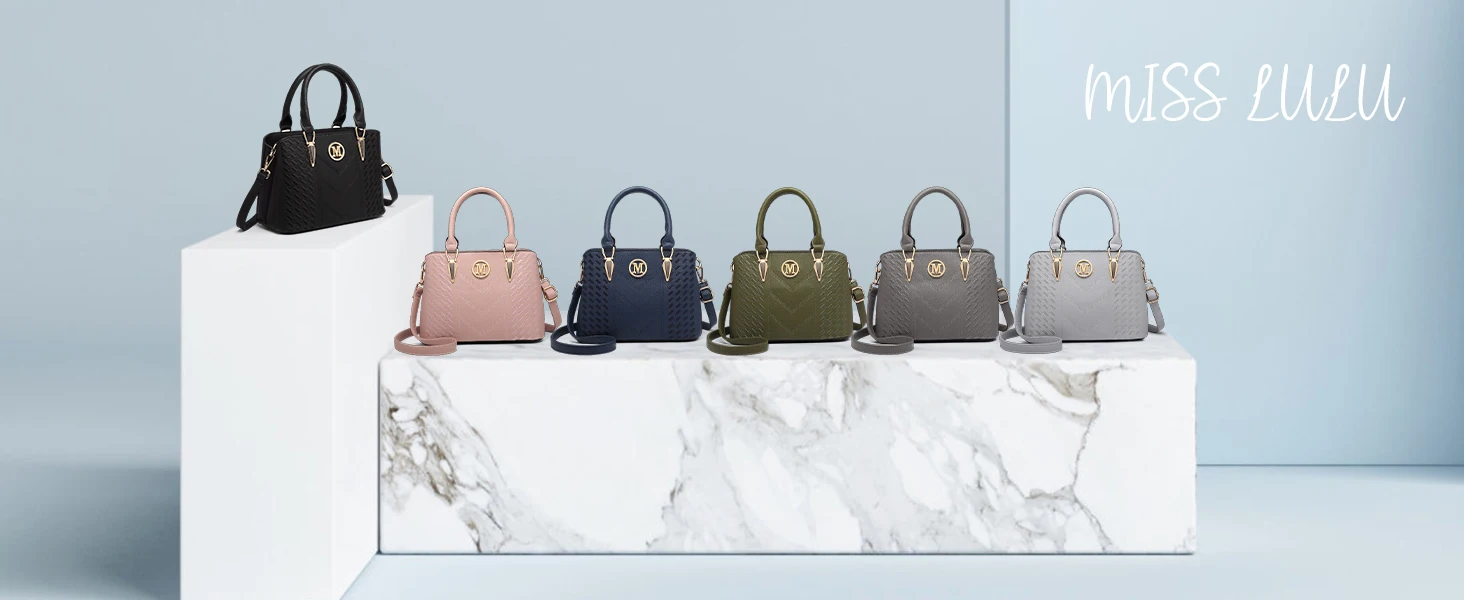 Miss Lulu Damen Handtasche, Mittelgroße Henkeltasche mit Lychee-Muster, Elegante Schultertasche aus hochwertigem Strickprozess – Detail 3