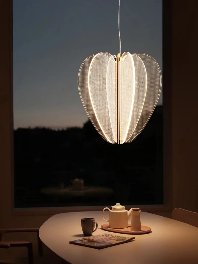 Nordic Geometric Acrylic Love Diamond LED Pendant Light Modern Home Decor Kitchen Dining Room Villa Loft Hanging Lamp