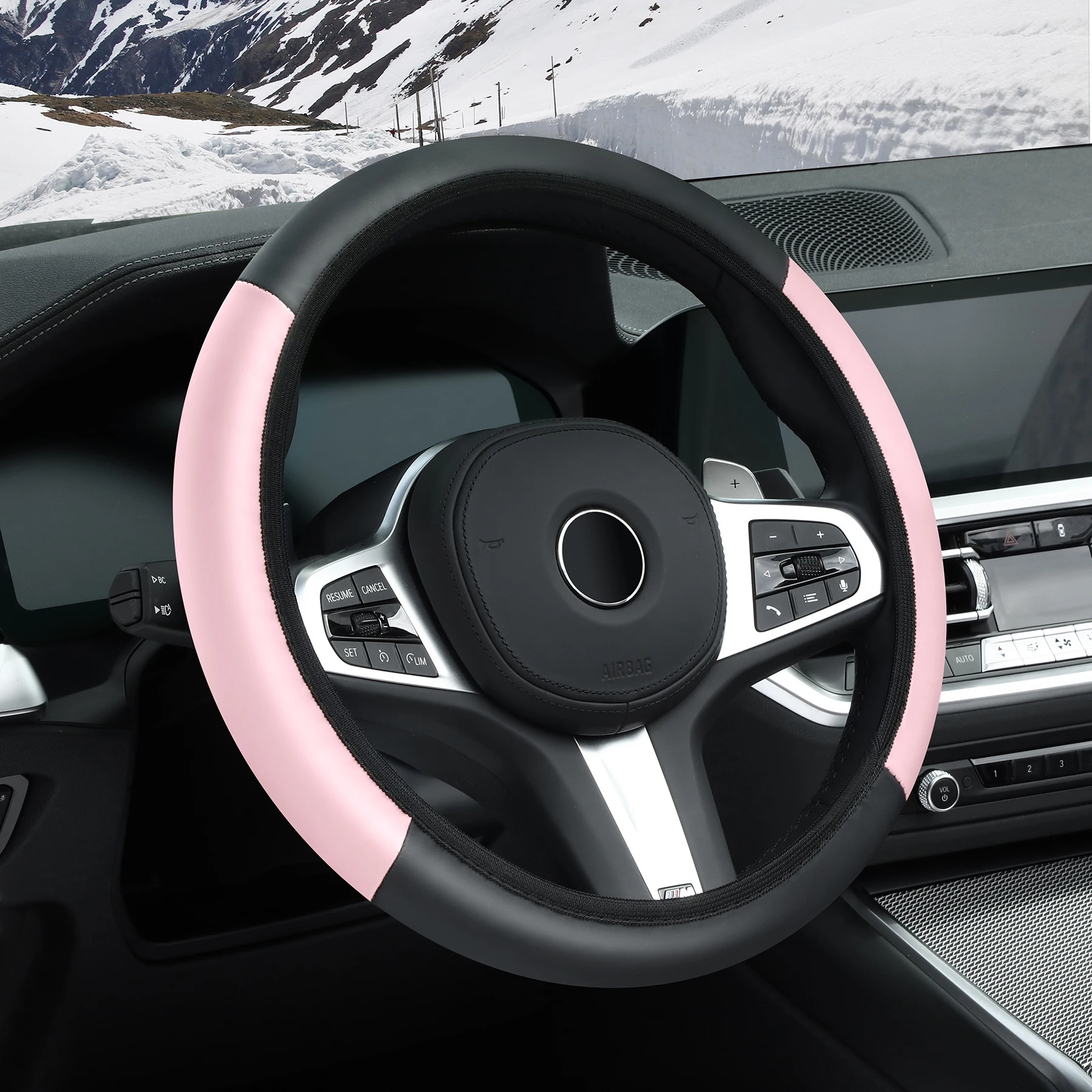 Car Steering Wheel Cover Without Inner Ring Sports PU Leather Steering Wheel Cover Anti-Slip Universal