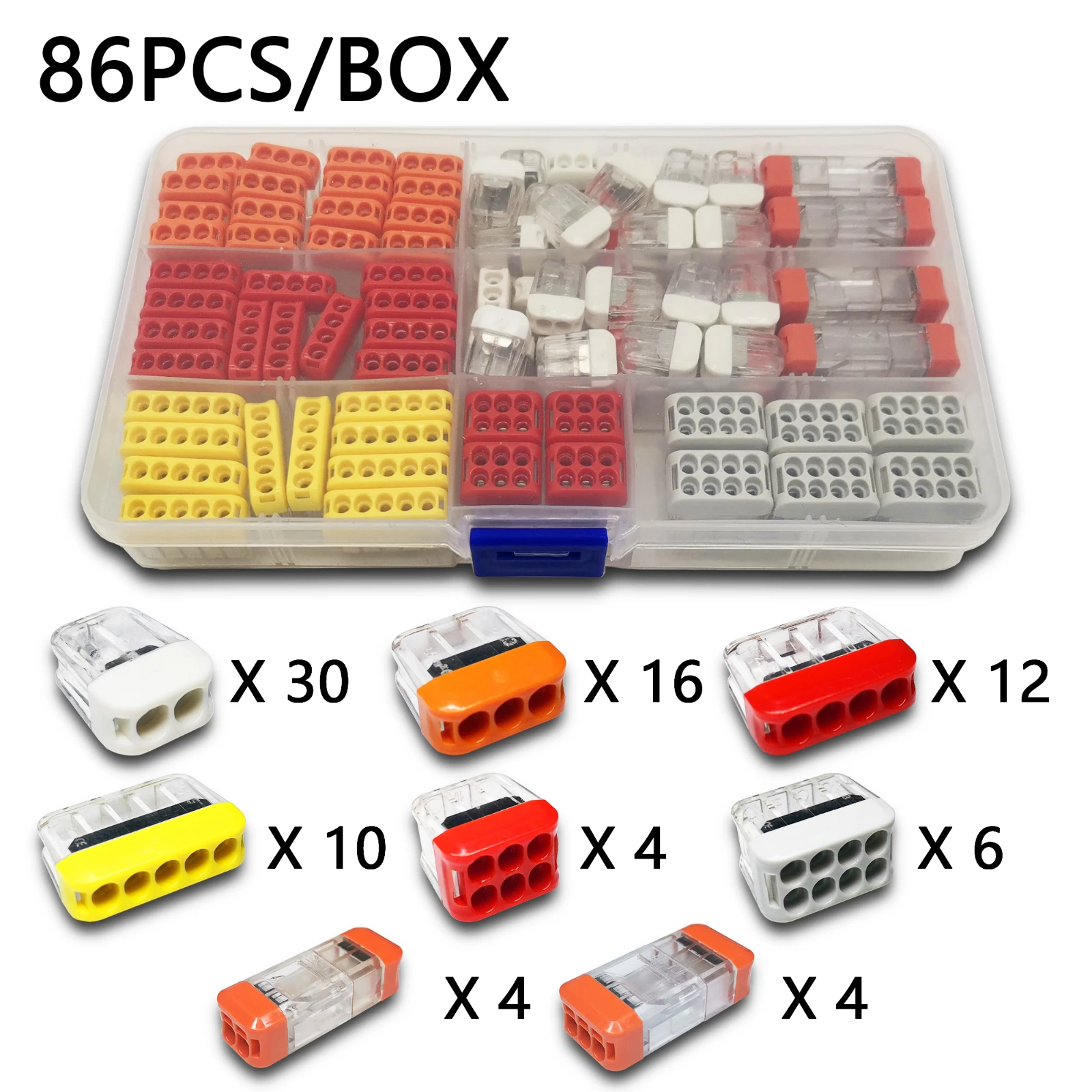 Mini Fast Boxed Wire Connector 102/104/106/108/202 Compact Conductor Spring Wiring Connector Conductor Push-in Terminal Block