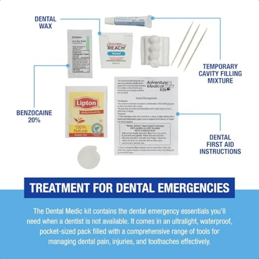 مجموعة أدوات طب الأسنان للسفر للعناية بالأسنان في حالات الطوارئ تتضمن شاي الأوراسول وتجويف مؤقت أكثر