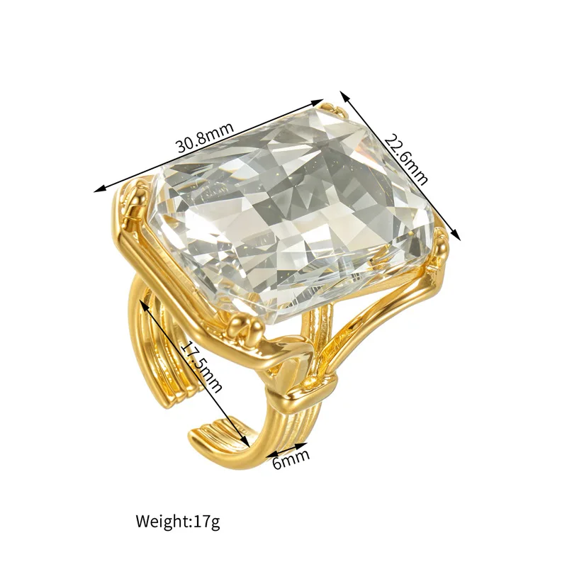 EILIECK Trendiges Funkelndes Kristall-Schmuckset mit Halskette, Ohrringen und Ring für Damen, Edelstahl, Goldfarben, Wasserdicht, Geschenkset – Detail 10