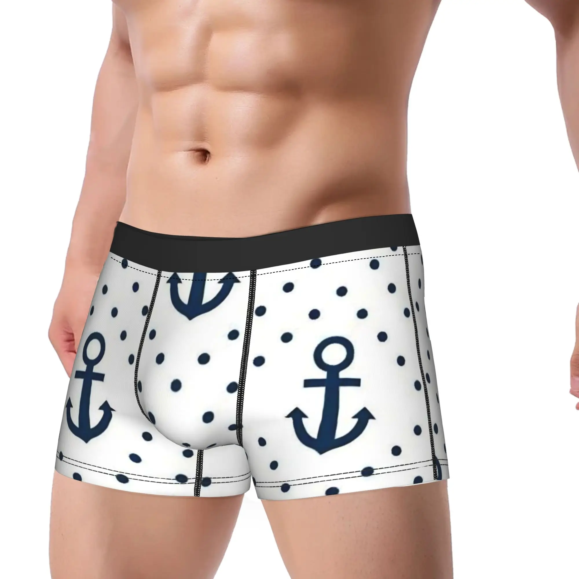 Nautical Anchor Boat Shorts Briefs  Underwear Trenky Men's Classic Boxer Shorts Custom Oversize Underpants