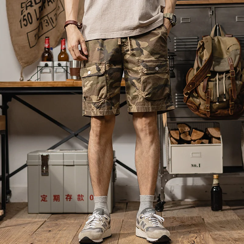 

Summer new men camouflage shorts trend American casual overalls micro stretch loose five quarter pants all matching medium pants