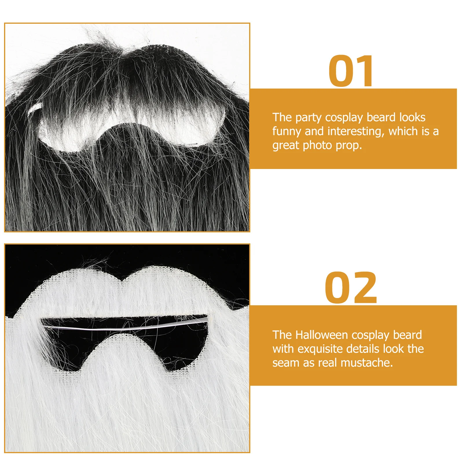 قطعتان من شارب واقعي للحفلات التنكرية، تفاصيل رائعة، قابلة لإعادة الاستخدام، تستخدم لفترة طويلة، لحية مزيفة واقعية، شارب مزيف