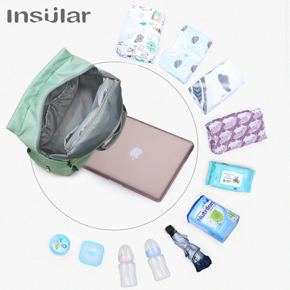 Insular Mummy Maternity Diaper Bag Large Capacity Baby Stroller Bag Travel Nappy Backpack Designer Nursing Bag For Baby Care