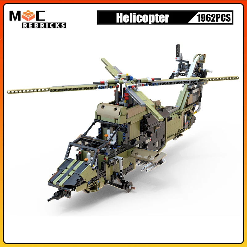 

High-tech Air Battle Aircraft MOC-190128 Combat Armed Helicopter Technology Building Blocks Weapon Model Kid's Bricks Toys Gifts