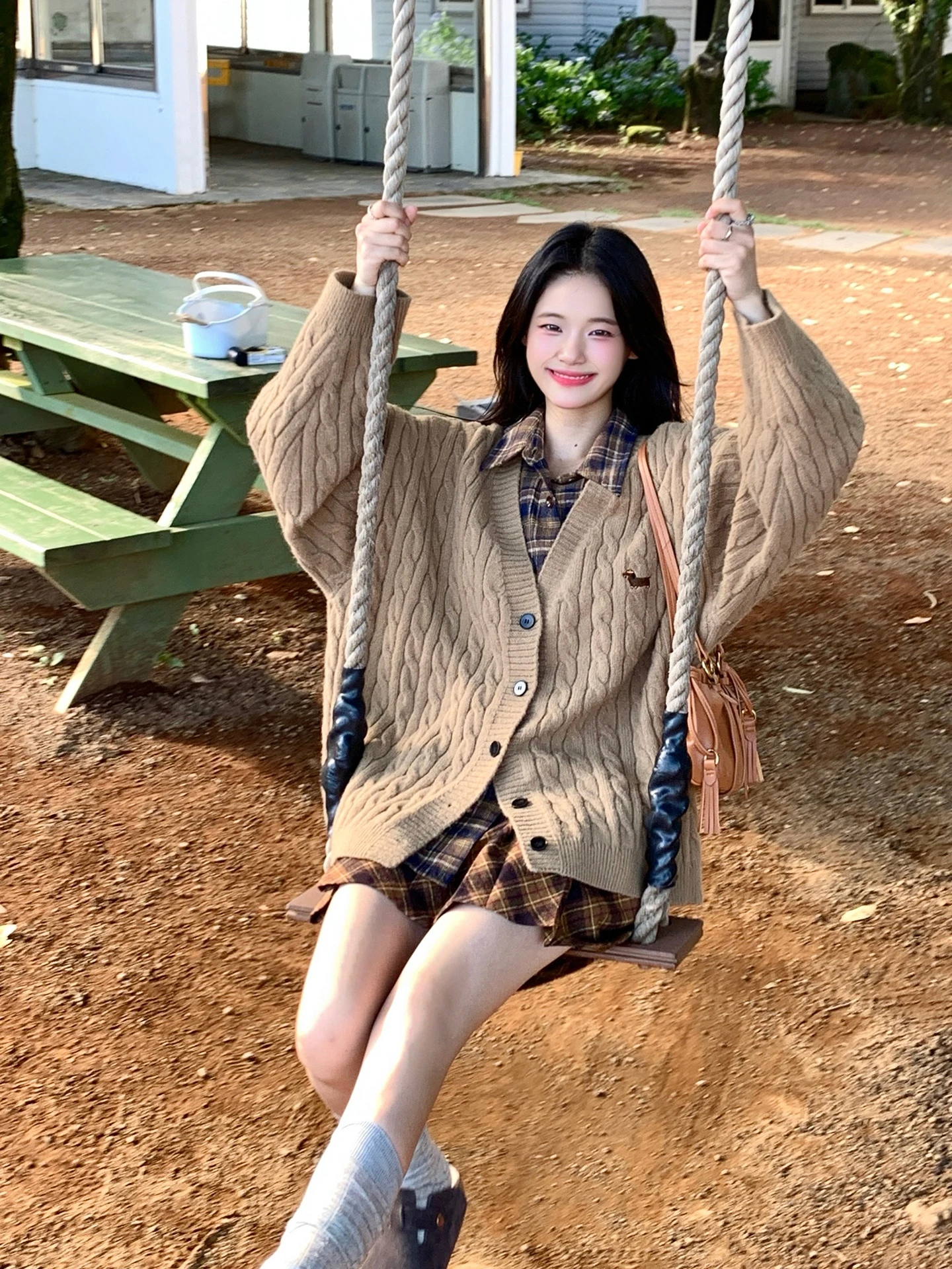 

Вязаный свитер карамельного цвета, женское осенне-зимнее пальто средней длины, длинный свек-русалка для колледжа, ленивый топ, прямой топ, простой слэ