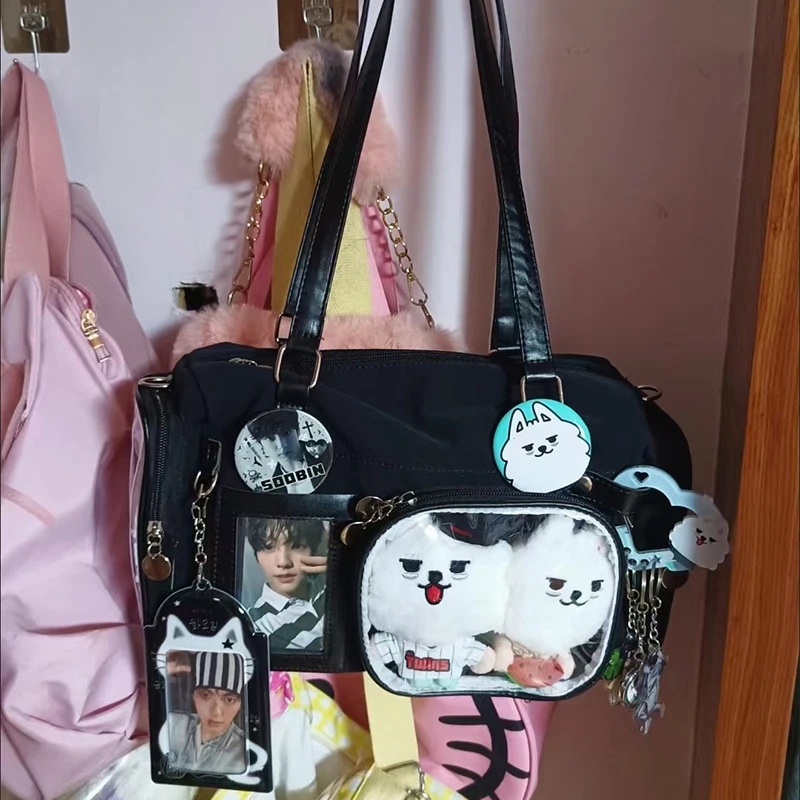 

Японская прозрачная школьная сумка для девочек, сумка-итабэг, наплечная сумка для ноутбука, многофункциональная сумка для повседневного использования, портфель, сумка-тоут для Comic Con, сумка для школьной формы