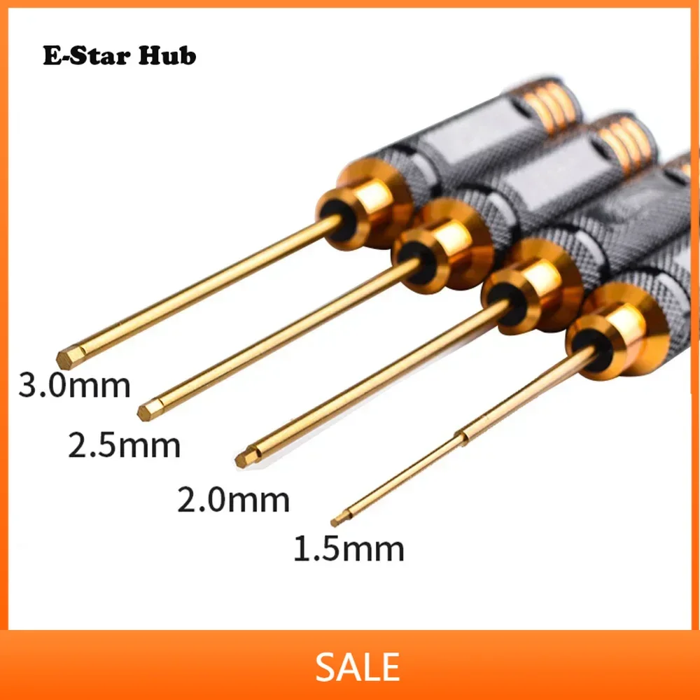 RC Tools 4 Pcs Hex Screw Driver Set Titanium Plating Hardened 1.5 2.0 2.5 3.0mm Screwdriver for Rc Helicopter Rc Toys (1 Set)