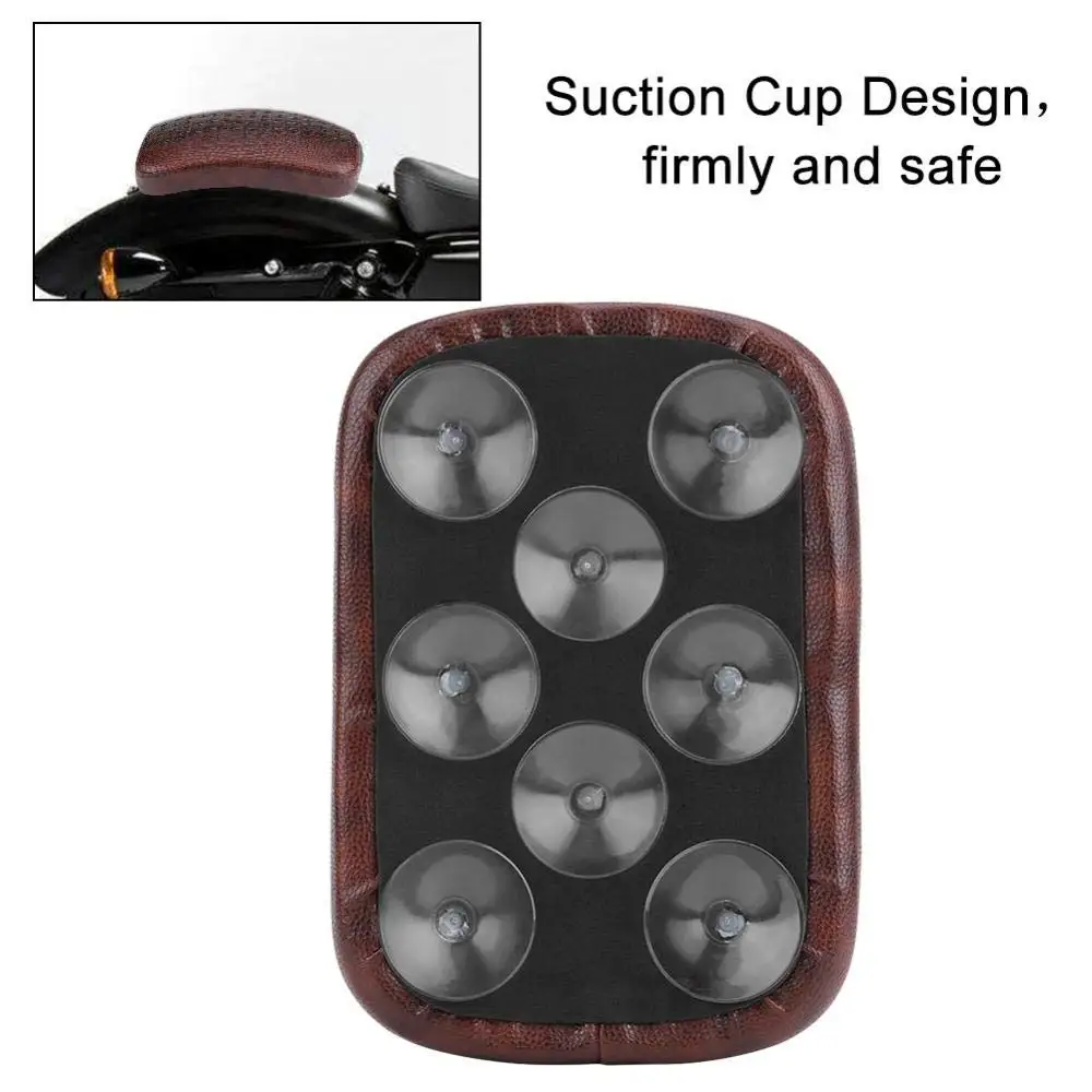 8Suction Cups Motorcycle Rear Passenger Pillion Pad Rectangular Pillion Passenger Pad Seat For Harley 883 1200 Choppers Bobber