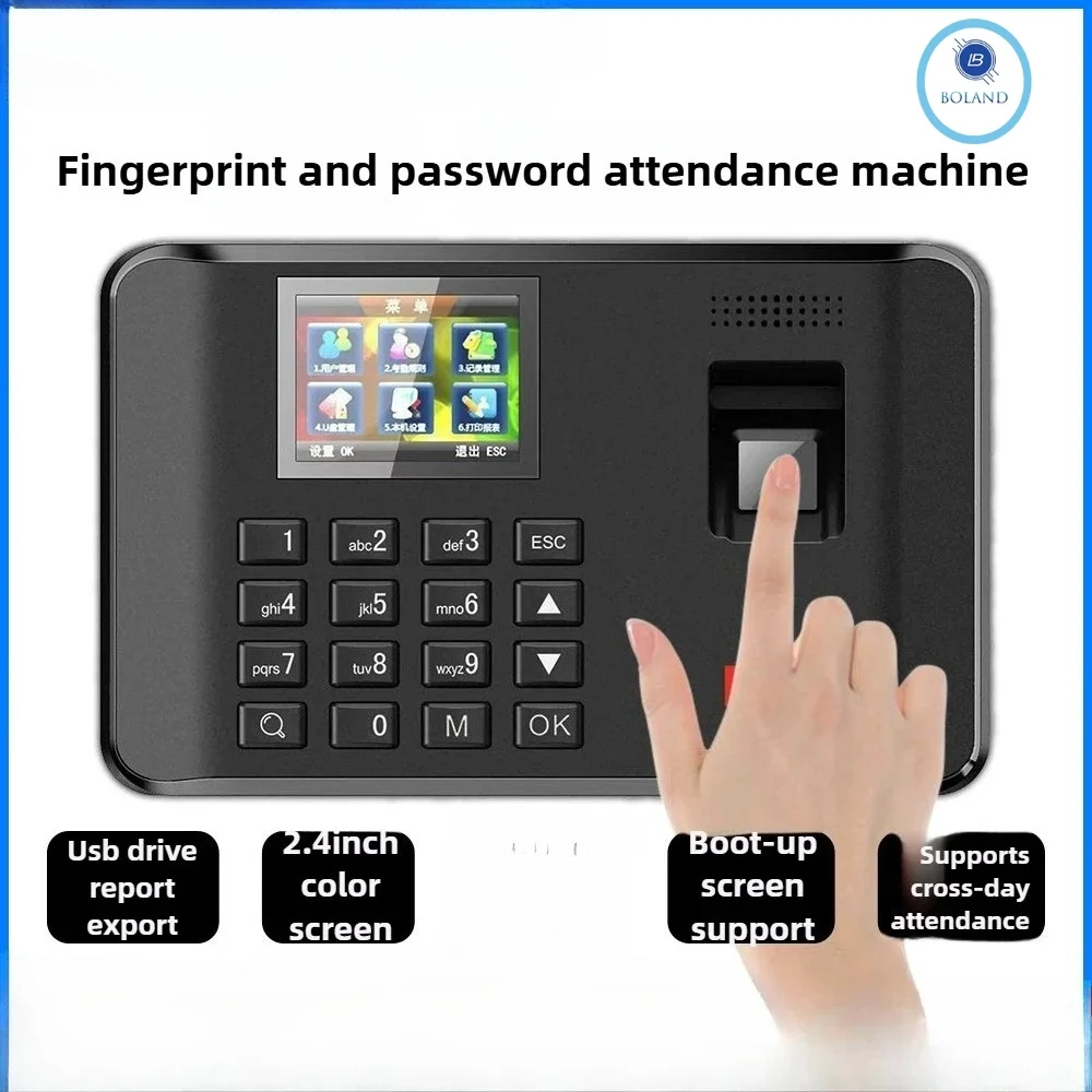 

Biometric Fingerprint Attendance Machine Multi-Functional Employee Clock In/Out System Recording for Administrative Financial