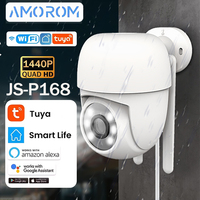 AMOROM Wall Mount Security Camera 2.4GHz Wi-Fi IP Camera 2K Monitor Color Night Vision Alarm Alert Rotatable PTZ Security Camera