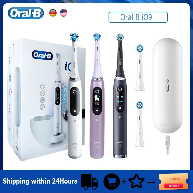 Oral-B-cepillo de dientes eléctrico serie IO 9, 7 modos inteligentes, Limpieza de dientes 3D, carga magnética, caja de viaje, Oral B Pro, Sonic