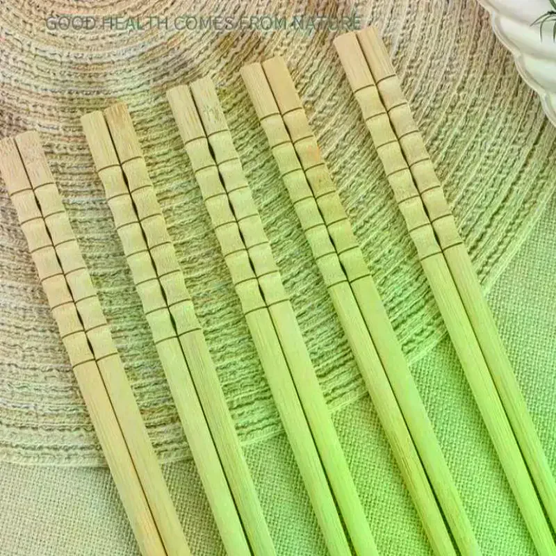 10 Pairs Chinese Bamboo Chopsticks Unpainted Wax Free Mold Proof Anti Slip Kitchen Utensils Set