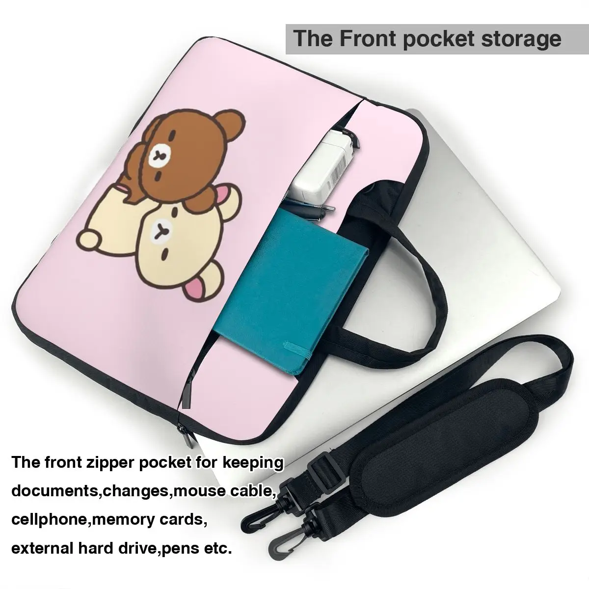 リラックマと仲間たち！ クロスボディ ラップトップ バッグ ケース コンピューター バッグ 耐久性のある保護ノートブック ポーチ Lenovo 用
