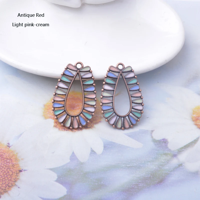 10 Stück Emaille-Wassertropfen-Anhänger aus Legierung, bunt, antikes Silber und Bronze, Anhänger für DIY-Schmuck- und Ohrringherstellung – Detail 2
