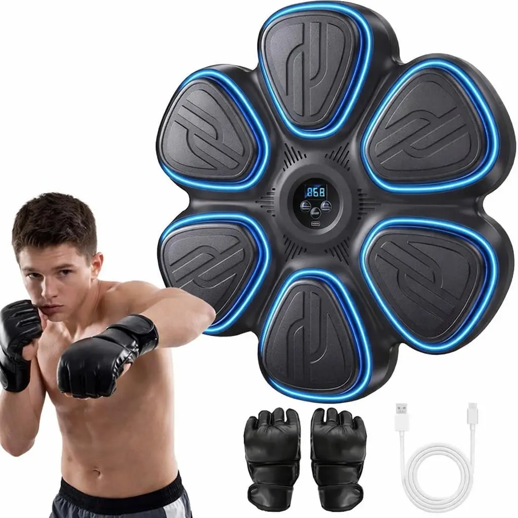 

Wall Mounted Music Boxing Machine for Kids Teens LED Punching Target with Gloves Fun Fitness Game