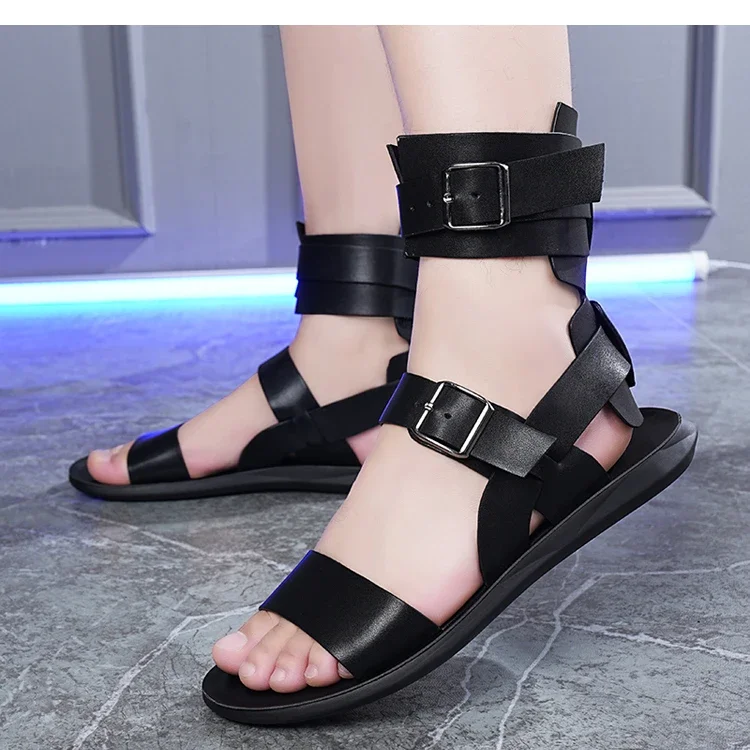 Modische Römische Sandalen für Herren, Sommertrend, Doppelriemen, Rutschfest, Weiche Sohle, Atmungsaktiv, Lässige Slip-On Pantoffeln-2530 – Detail 7