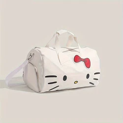 Hello Kitty Cylinder Travel Bag, Weekender Bag, Large Capacity Crossbody Gym Travel Shoulder Bag With Separate Shoe Compartment