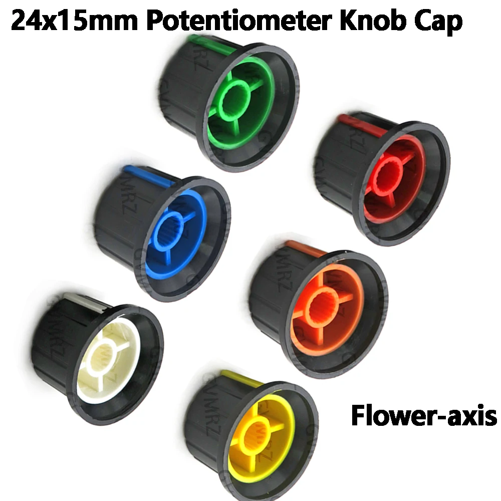 10PCS 24*15mm Potentiometer Knob Cap Flower-axis Volume Control Knobs Red Yellow White 24x15
