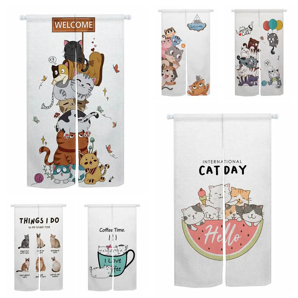 

Cat Japanese Door Curtain Kitchen Entrance Living Room Bedroom Doorway Divider Hanging Decoration Curtain